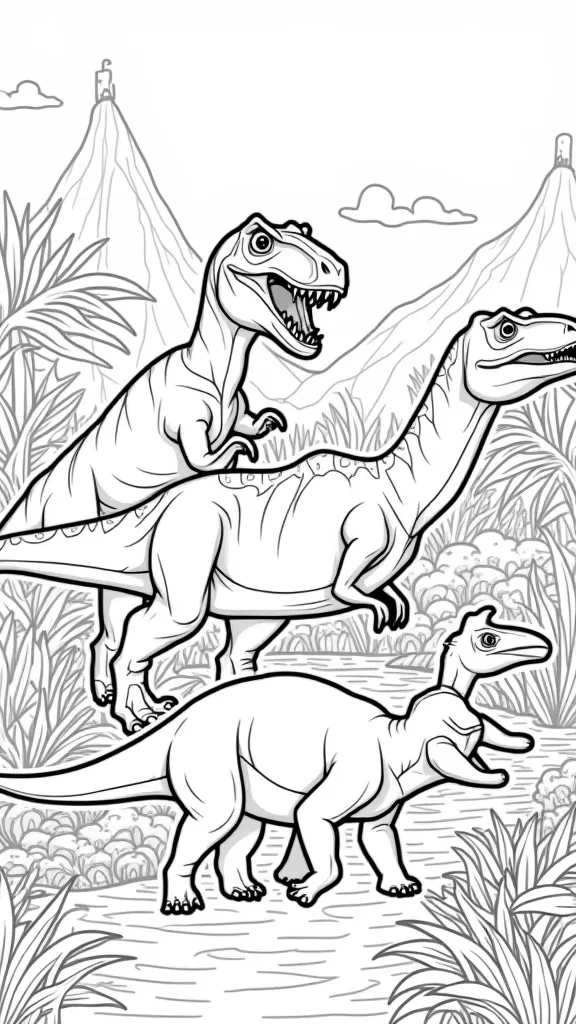 coloriage de dinosaure réaliste du monde jurassique